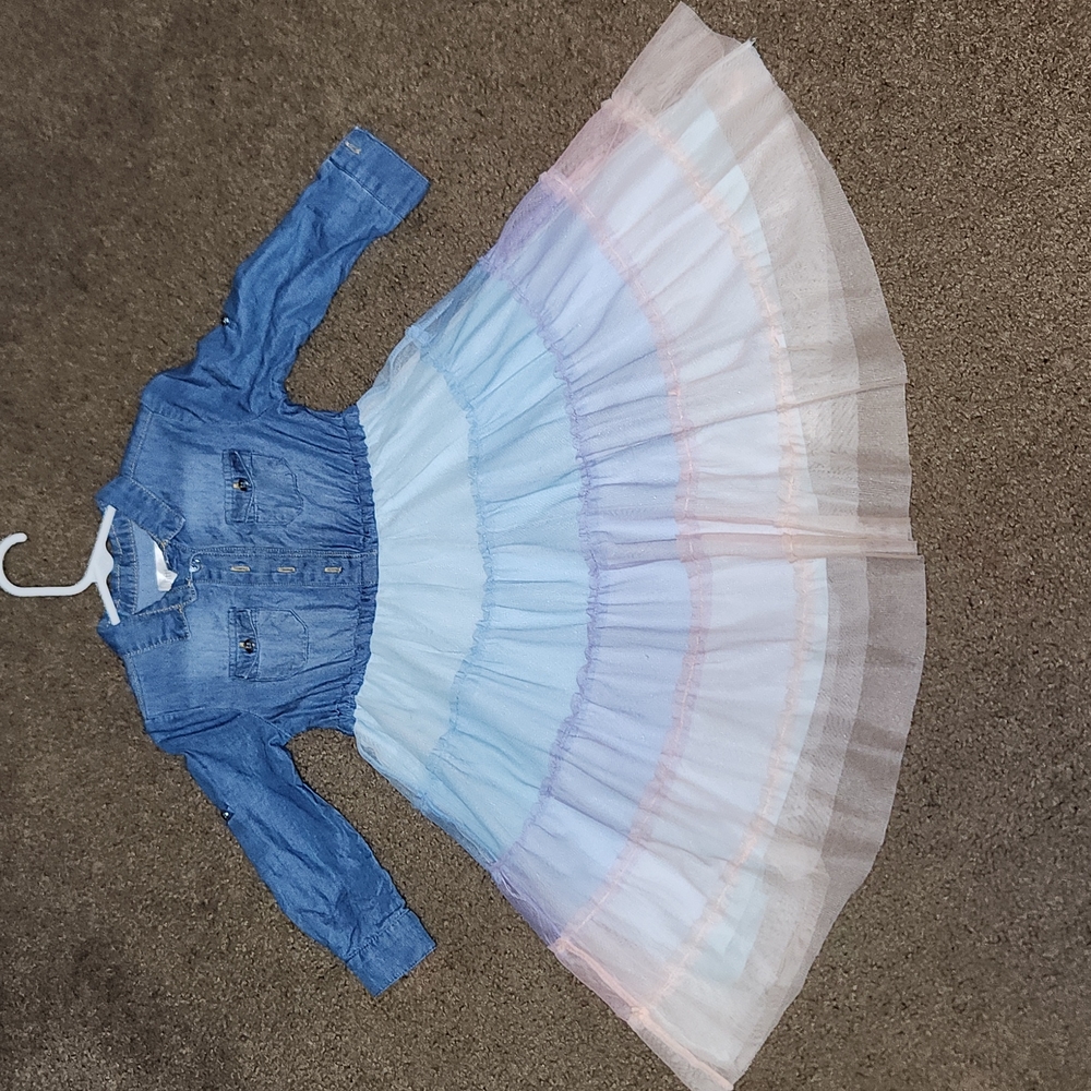 Little Angels Toddler girls 2T jean/ multi-color dress
